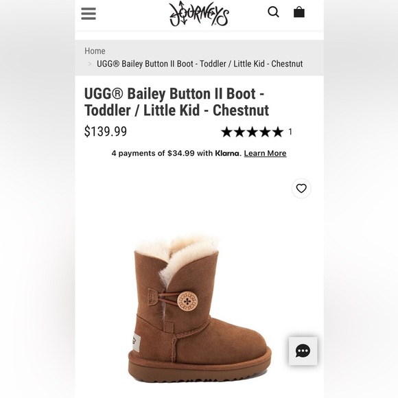 UGG® Bailey Button II Boot - Toddler / Little Kid - Chestnut | NEW in BOX!!🤎🤎 - Picture 7 of 9